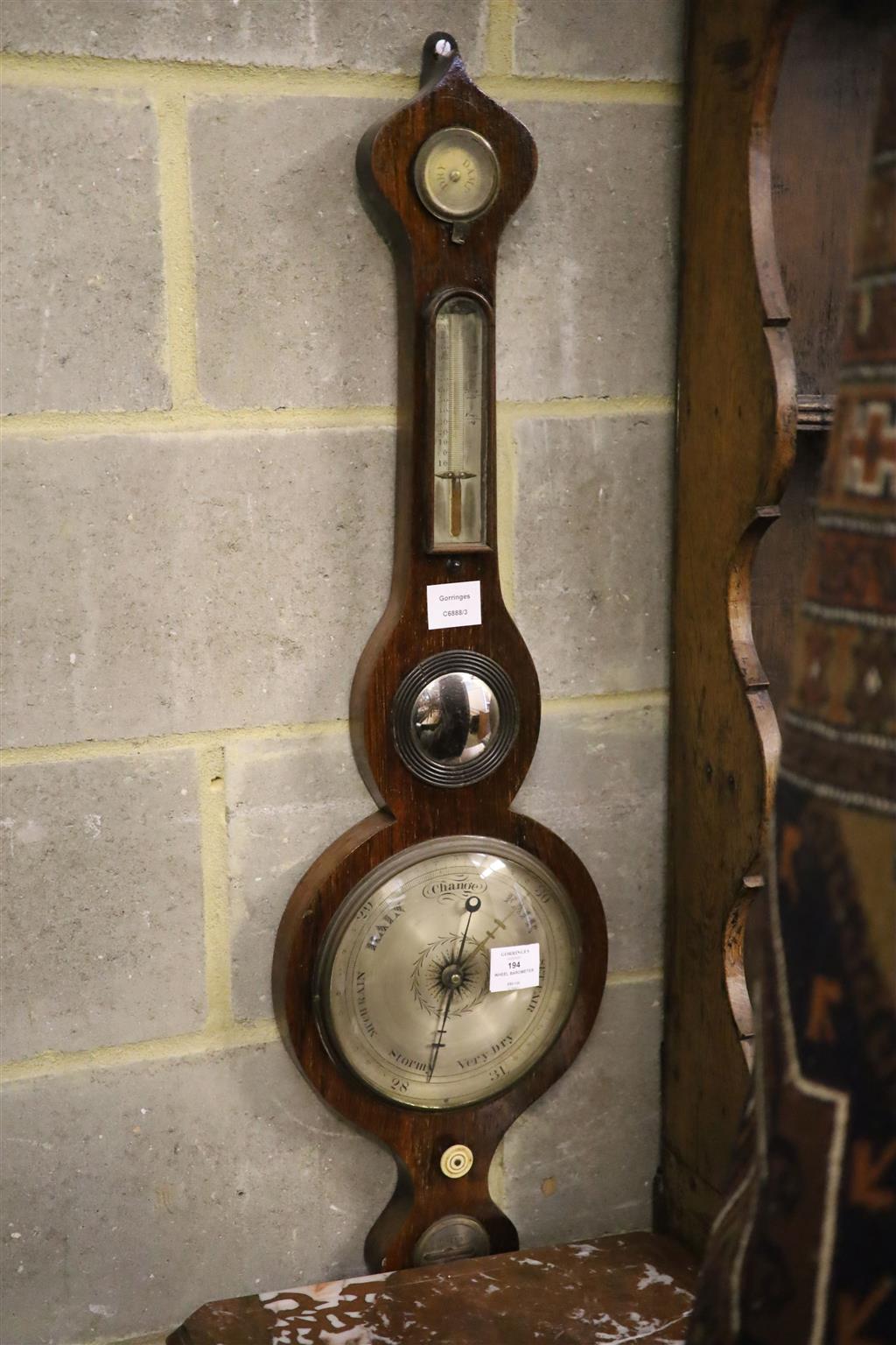 A William IV Irish rosewood wheel barometer marked Riddel & Co, Belfast